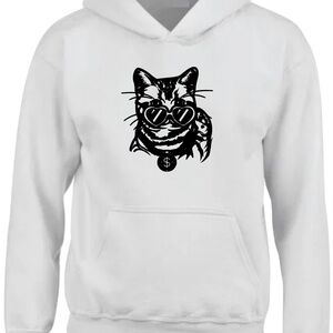 Stylish Cat Hoodie - White